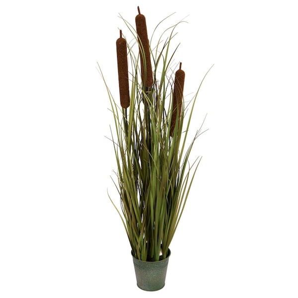 Vickerman 36 in. Brown Cattail Grass in Iron Pot, Green TD190636 - main